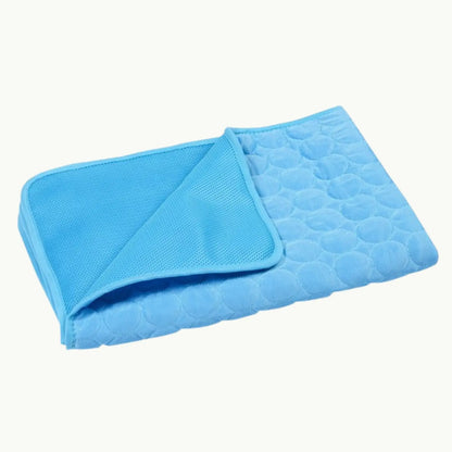 ChillPaw pet cooling mat in blue breathable fabric
