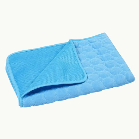 ChillPaw pet cooling mat in blue breathable fabric