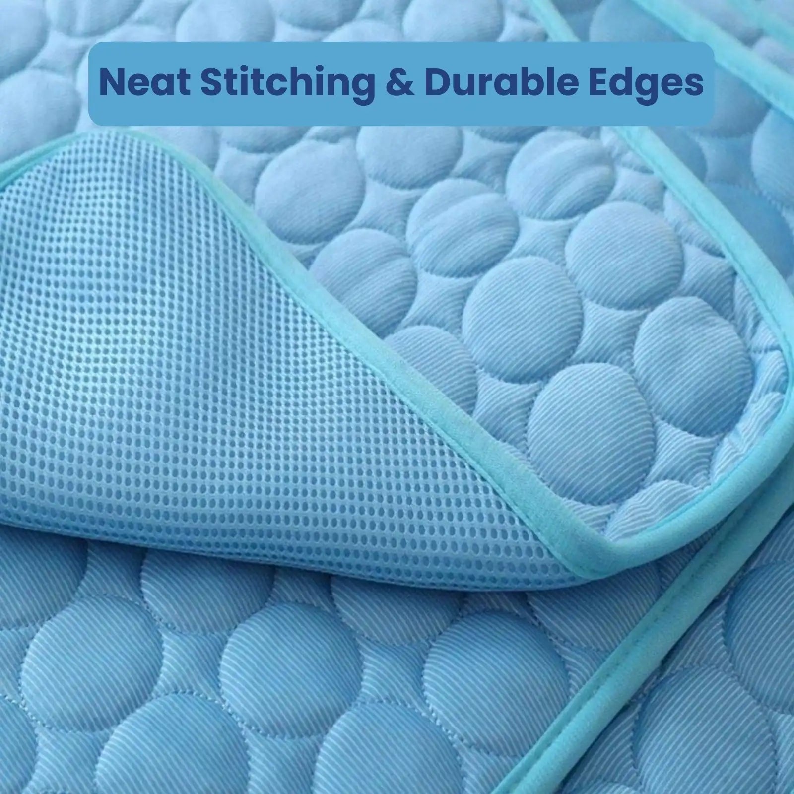 Close-up of ChillPaw cooling mat stitching and breathable mesh