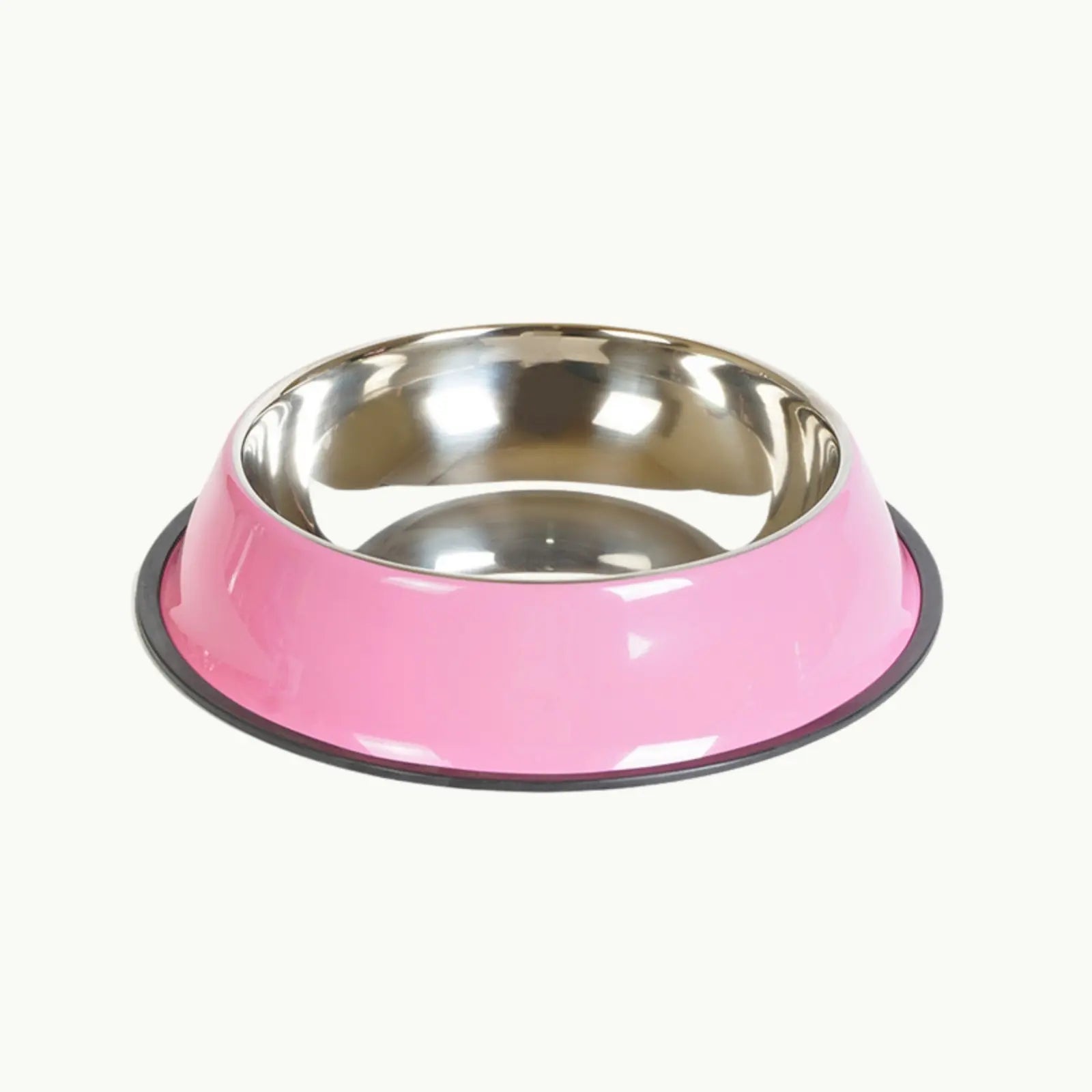 ColorSteel pink stainless pet bowl with non-slip base