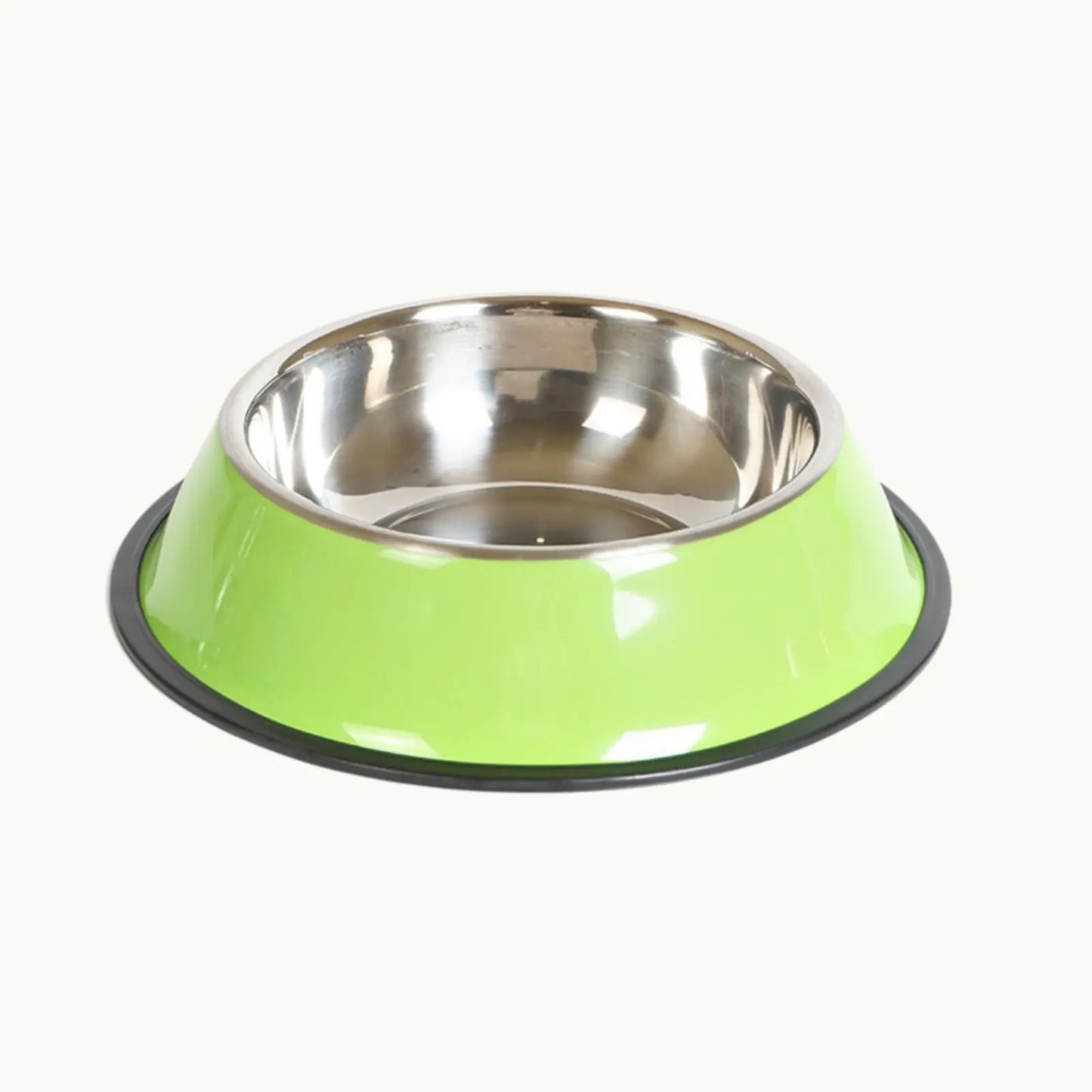 ColorSteel green stainless pet bowl with skid-proof bottom
