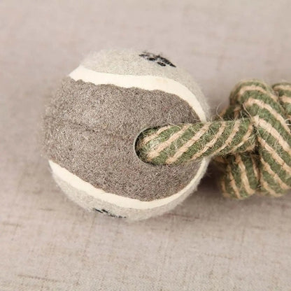 LookPaw™ rope dog toy dumbbell ball with paw print design
