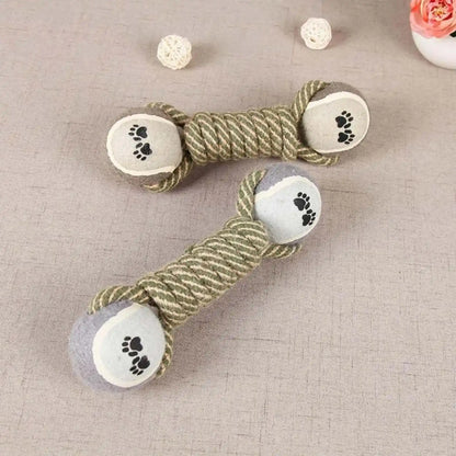 Two LookPaw™ rope dumbbell dog toys side by side