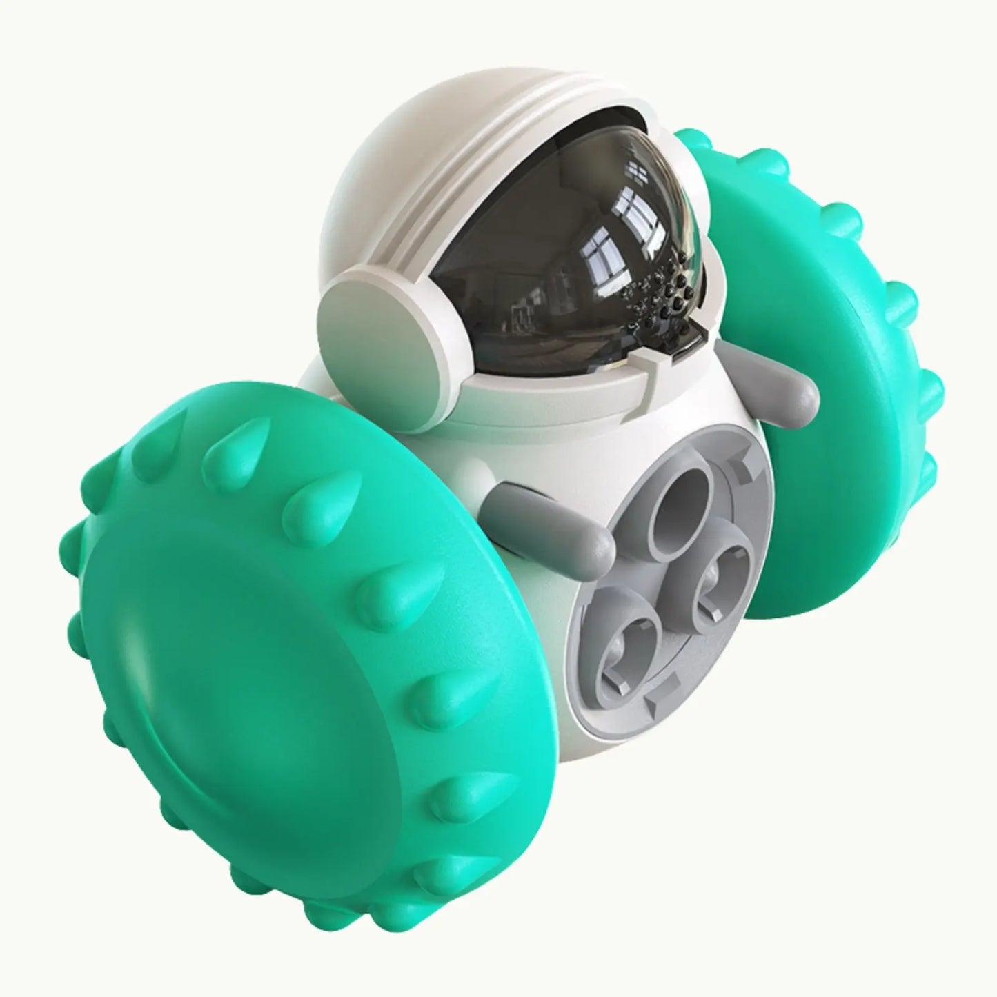 Interactive pet feeder toy with astronaut design and mint wheels