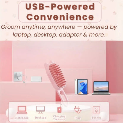 FurMist pet brush charging via USB power bank