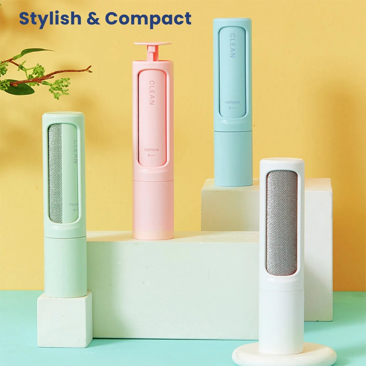 FurSweep™ reusable hair remover brushes in pink, green, and blue