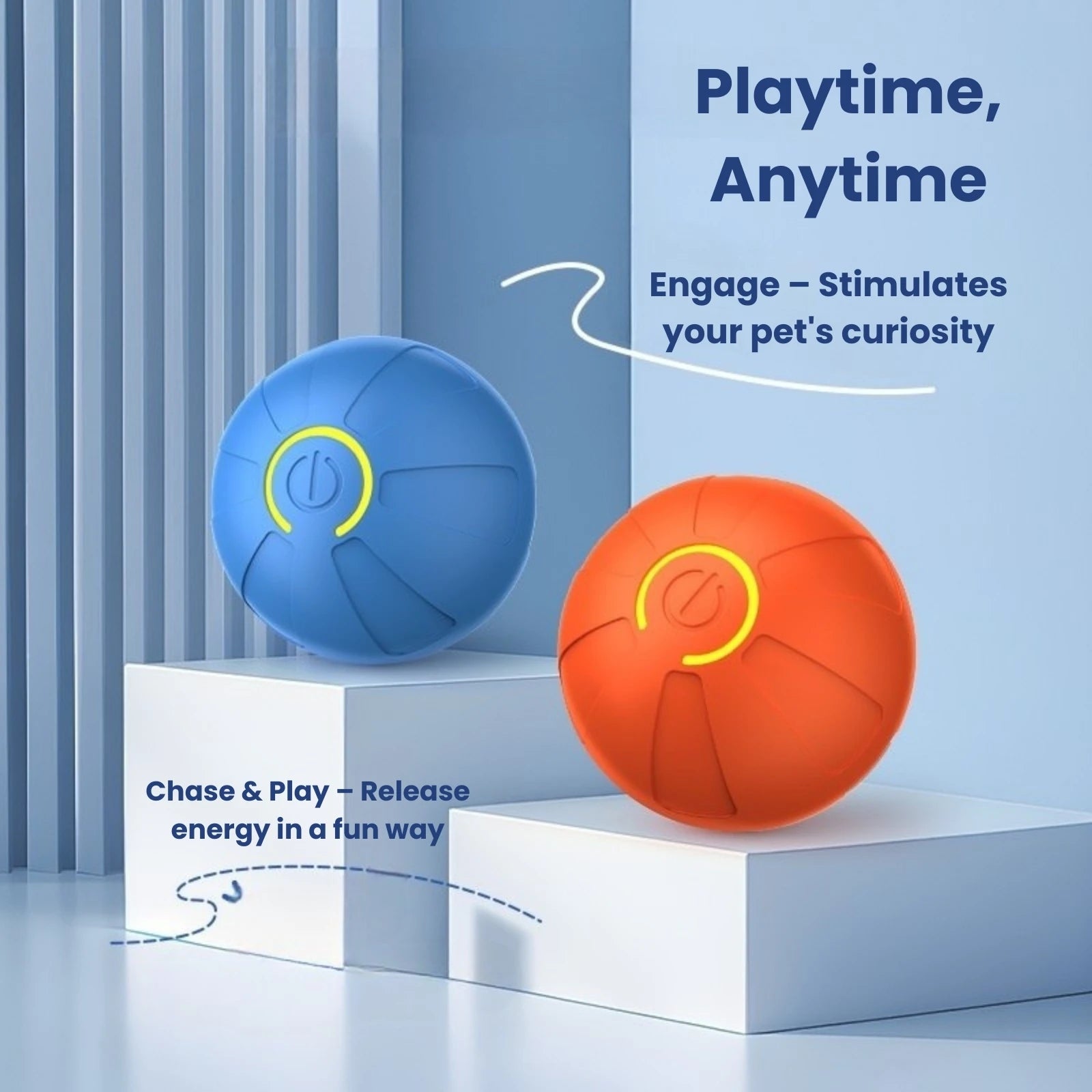 LookPaw™ LED pet ball toys in blue and orange for active playtime
