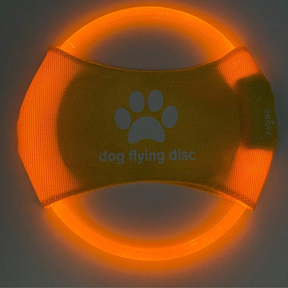 Yellow LookPaw™ rechargeable LED dog flying disc toy for night fetch