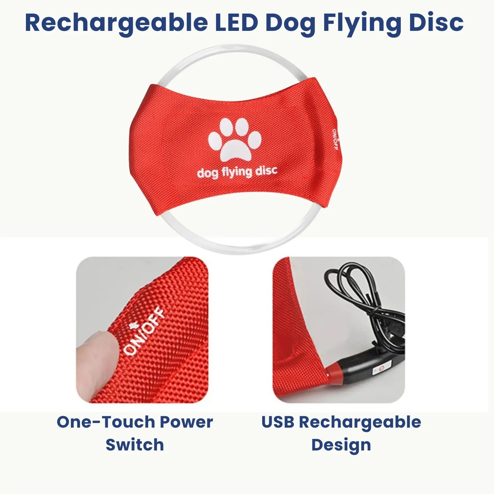 LookPaw™ LED dog flying disc in multiple colors with rechargeable design