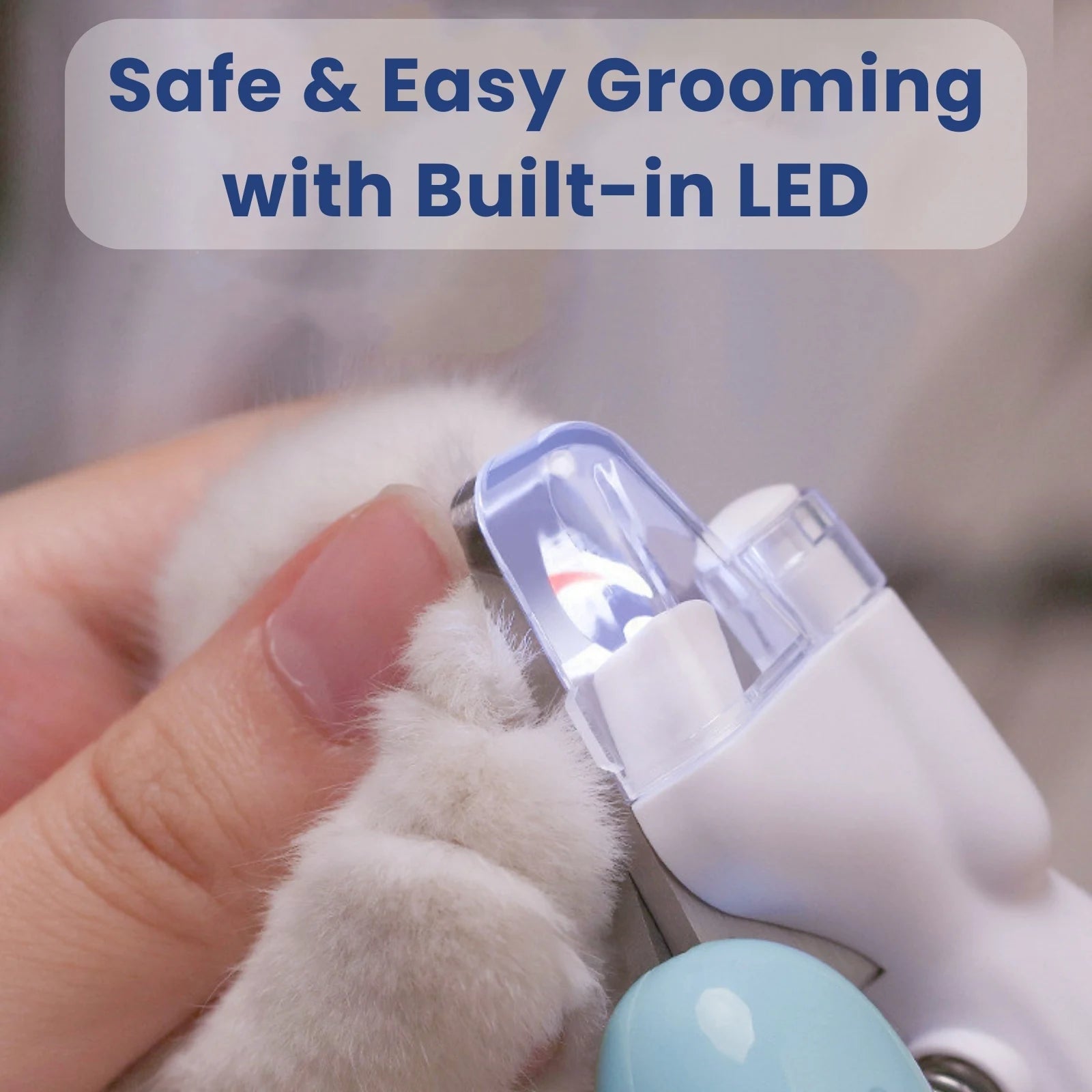 LookPaw™ LED pet nail clippers illuminating nail for safe trimming