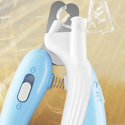 Pet nail being trimmed with blue LookPaw™ LED safety clippers