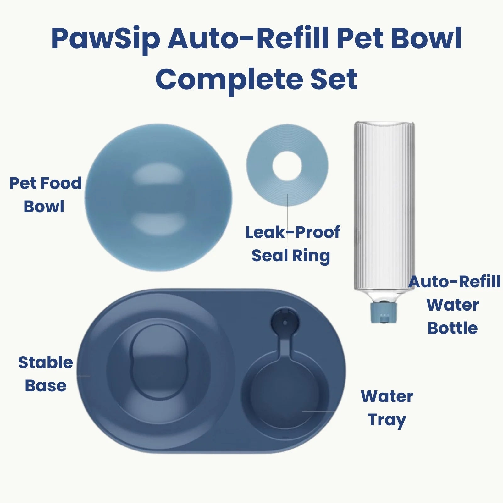 PawSip auto-refill pet bowl complete set with food dish and water bottle