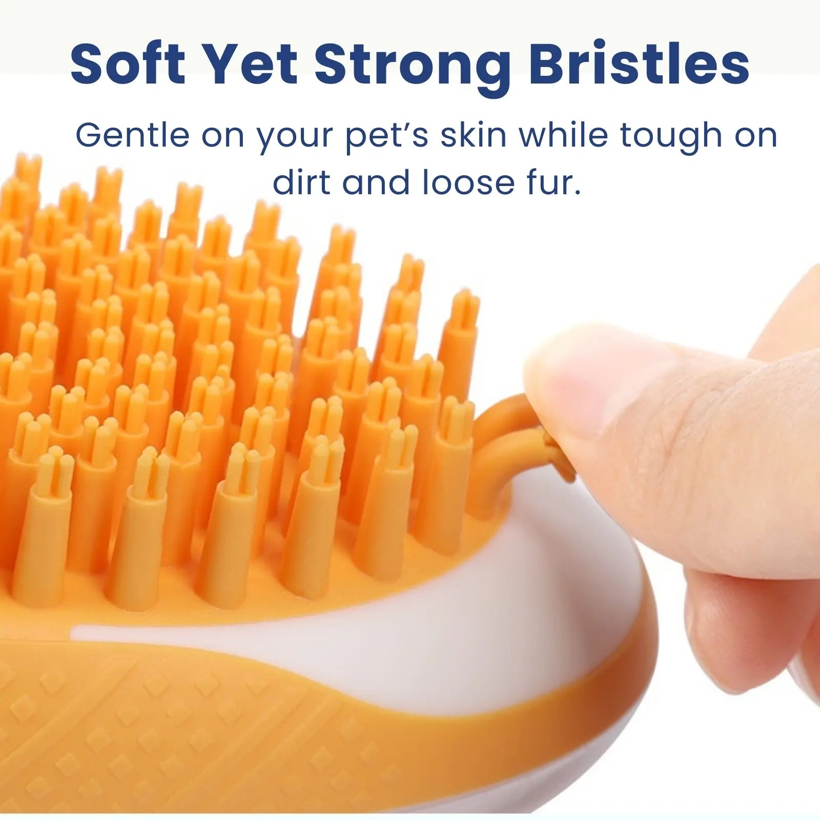 Close-up of soft yet durable silicone bristles on LookPaw™ grooming brush