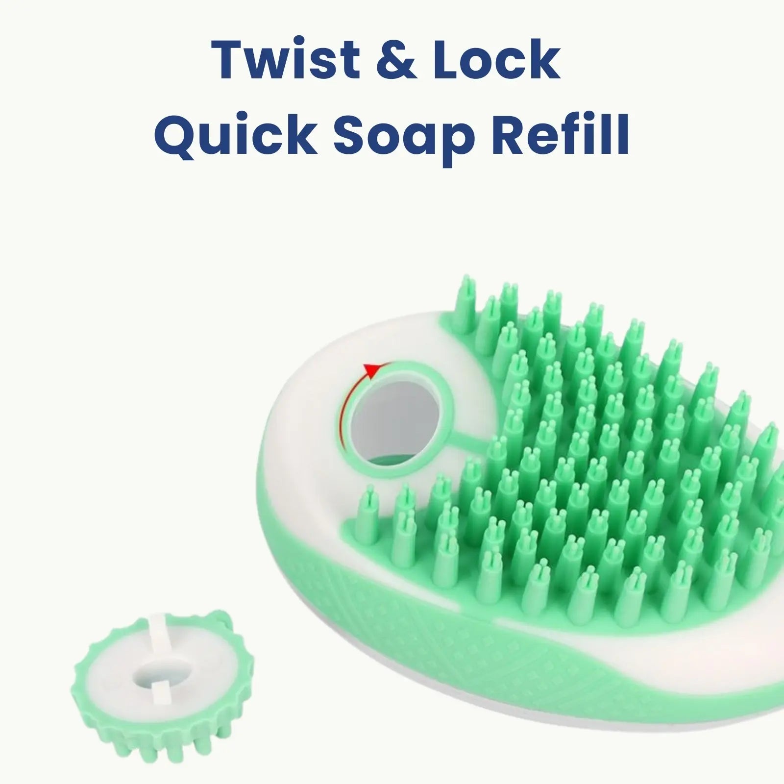 LookPaw™ bath brush with twist and lock soap refill design