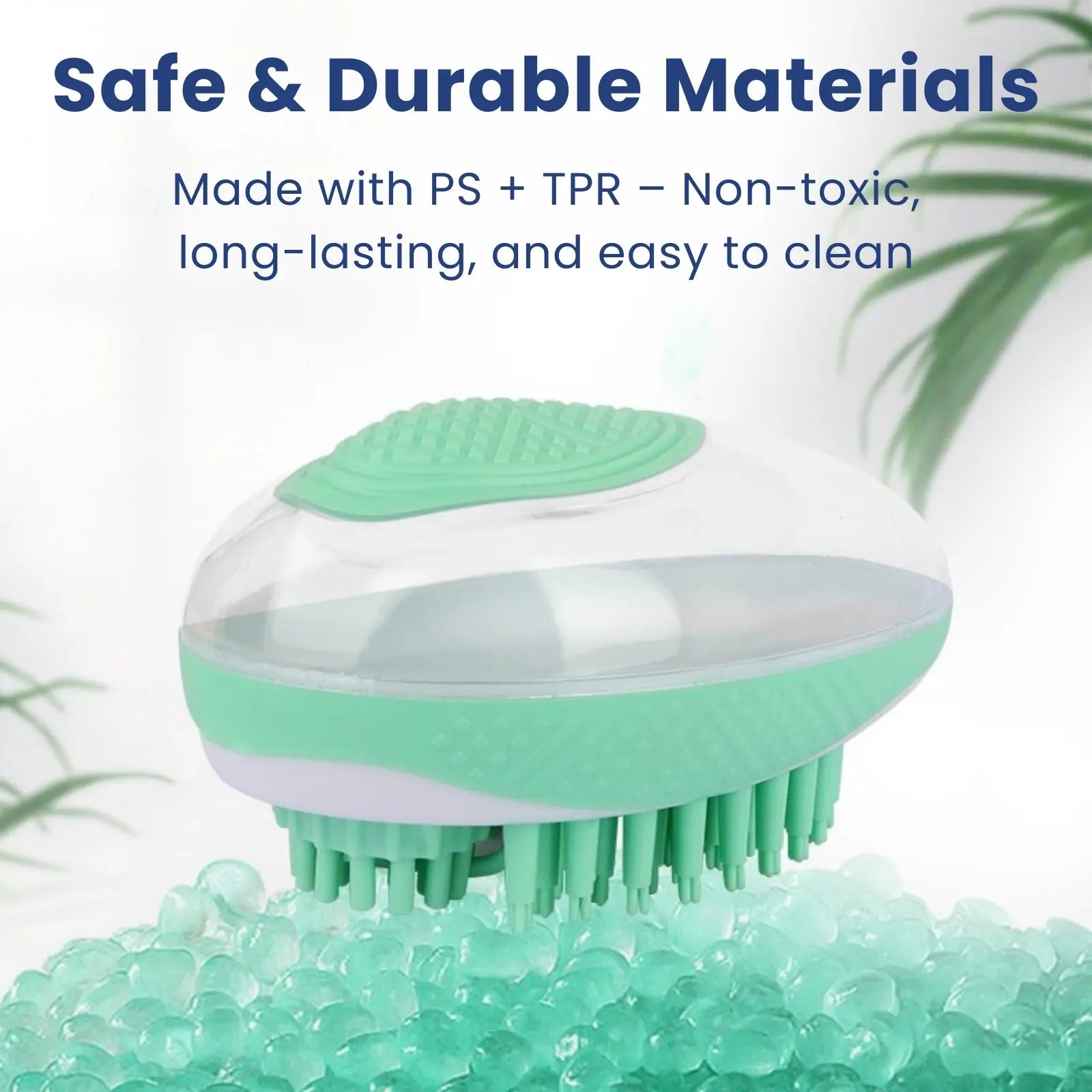 Green LookPaw™ pet bath and grooming brush made of durable silicone material
