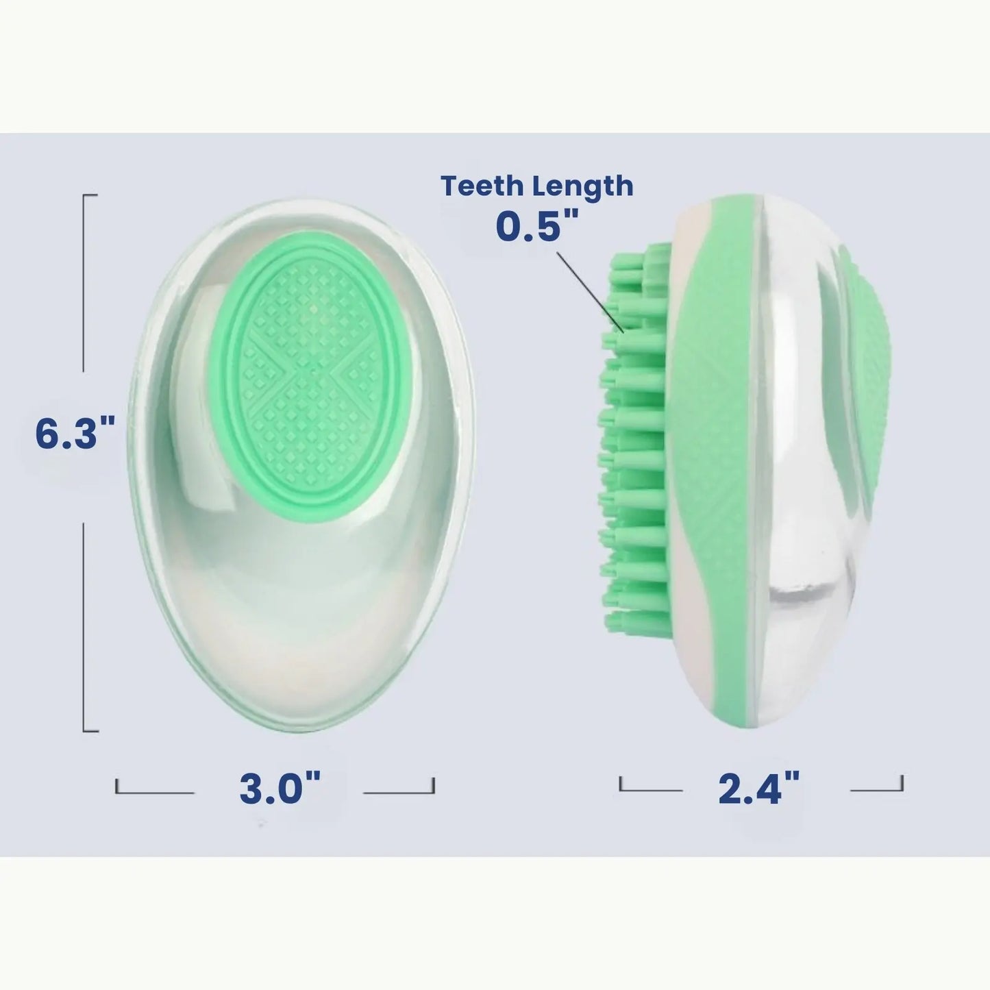 LookPaw™ pet bath grooming brush dimensions shown in inches