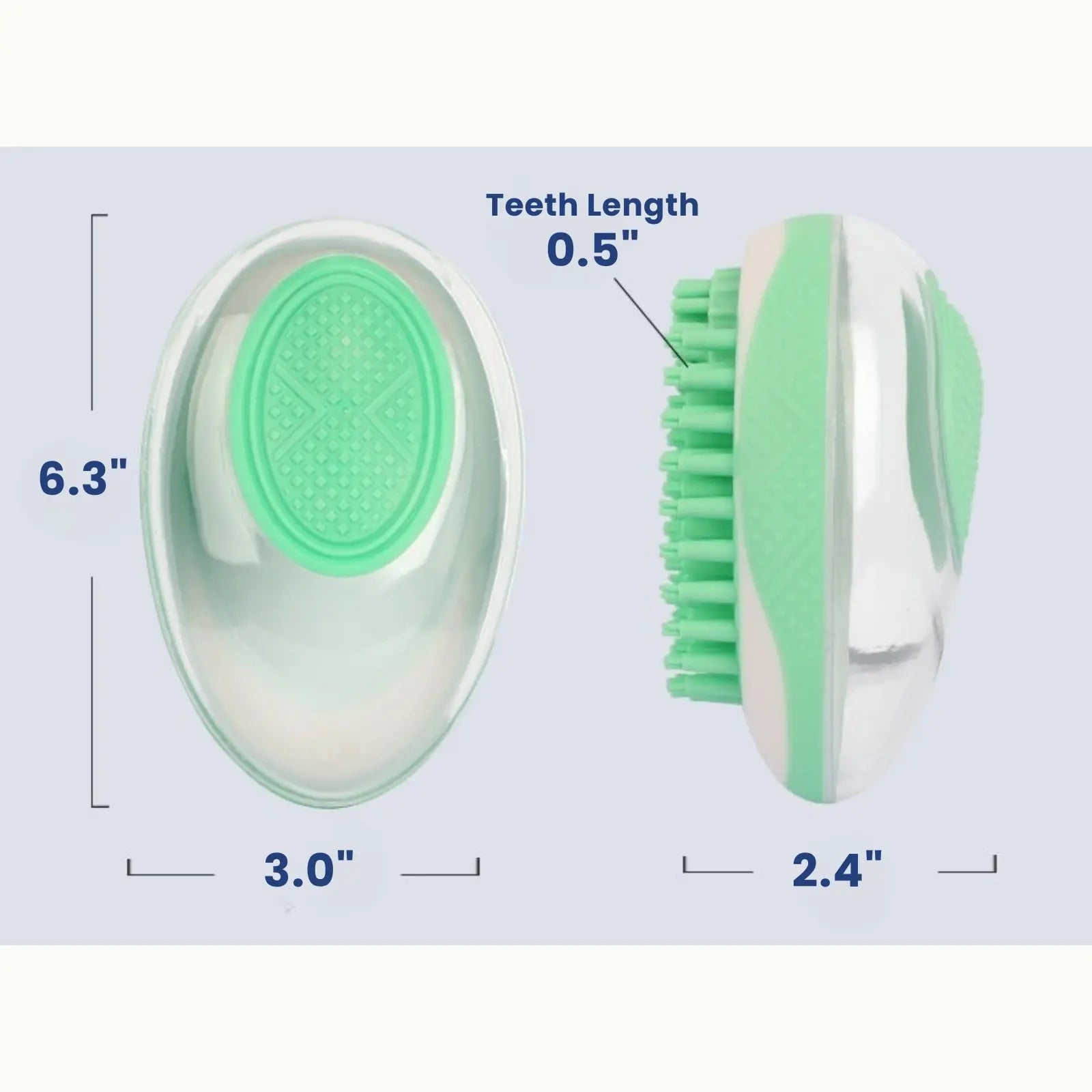 LookPaw™ pet bath grooming brush dimensions shown in inches