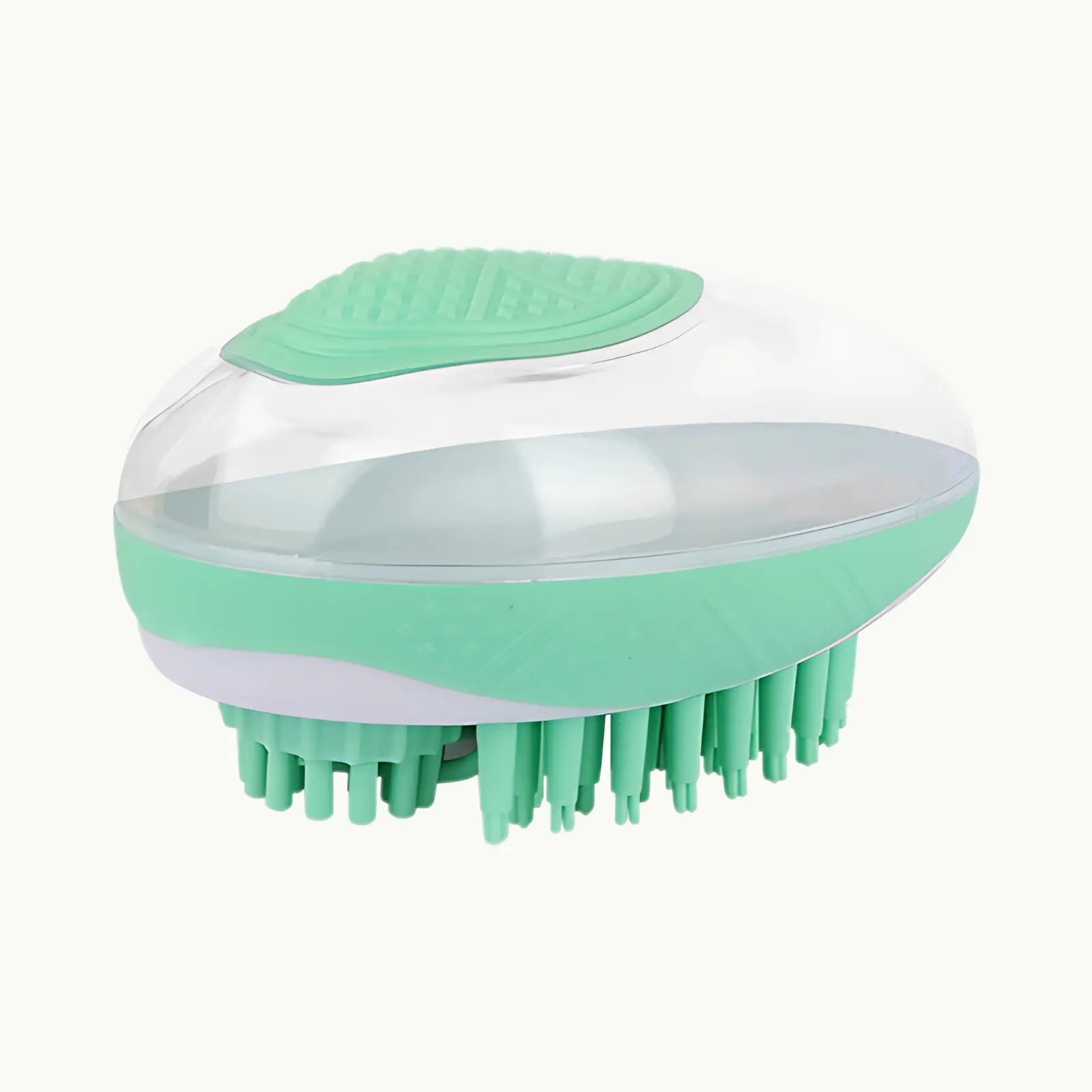 Green LookPaw™ pet bath and grooming brush with non-slip hand grip