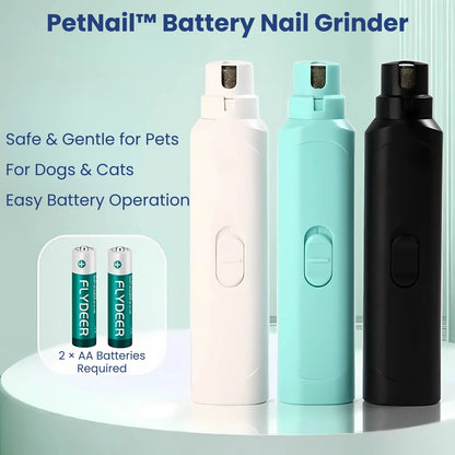 PetNail™ Battery Nail Grinder in black, emerald, and white – complete pet nail care set