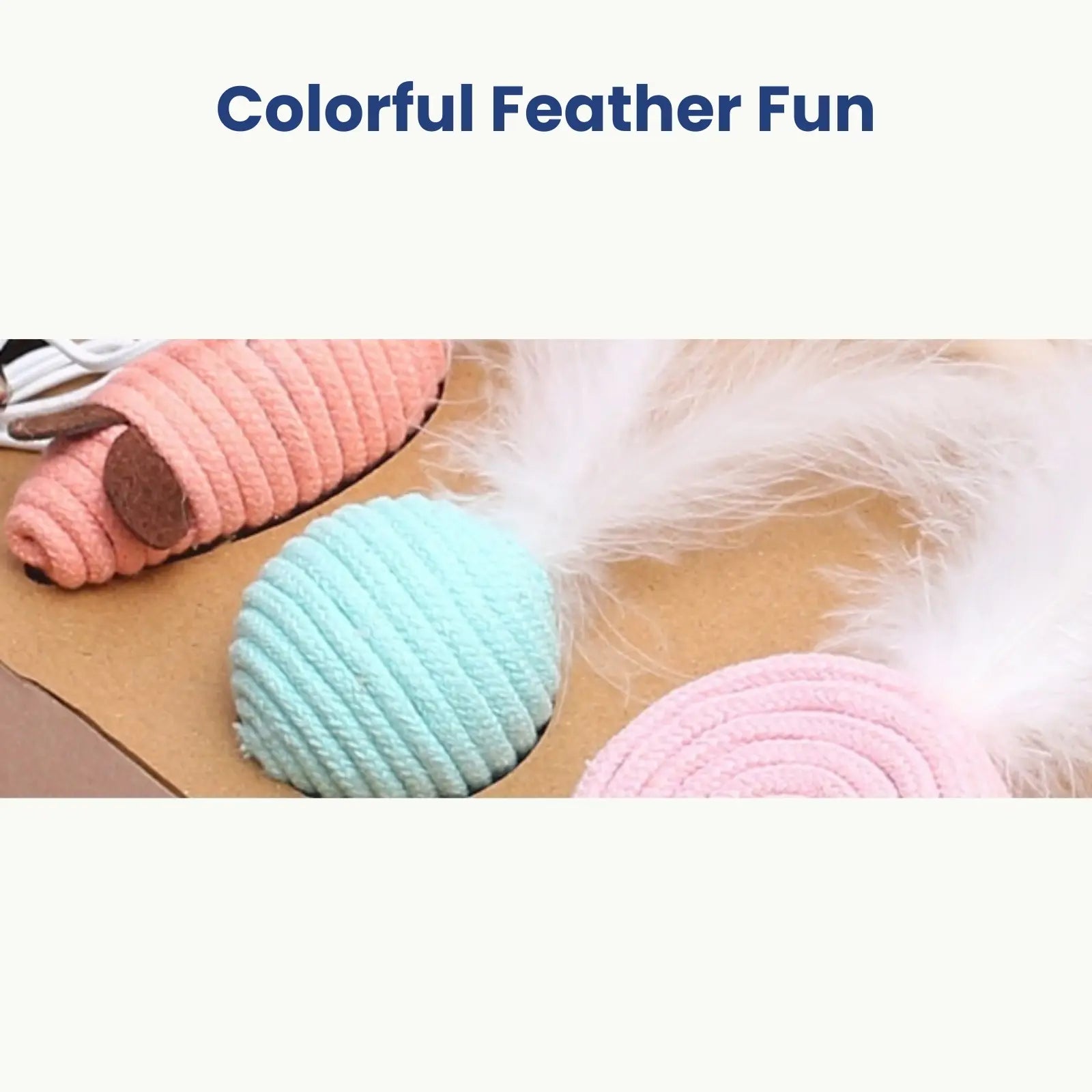 Colorful feather cat toys with cotton rope balls for playful cats