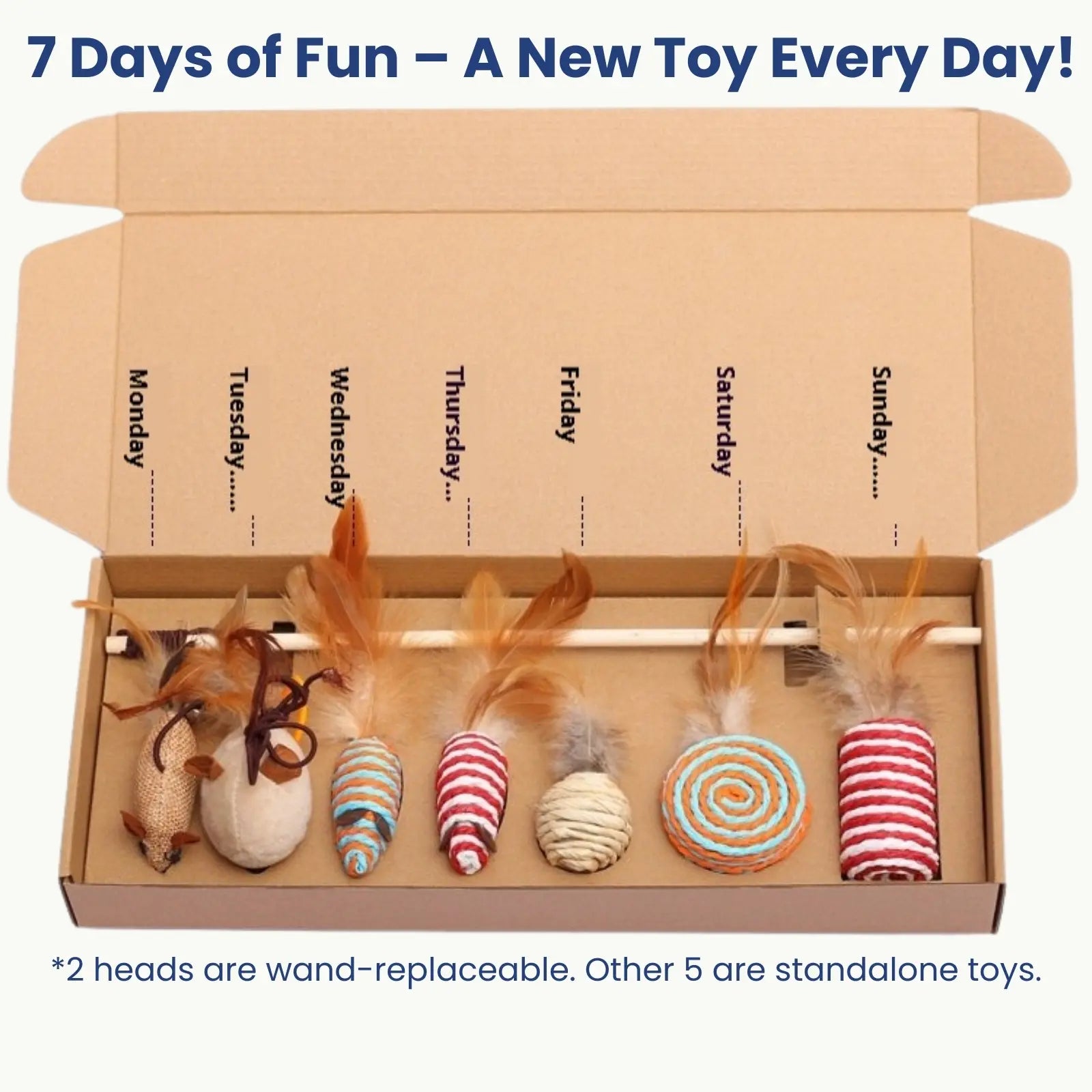 7 days of fun cat toy set with a new toy every day