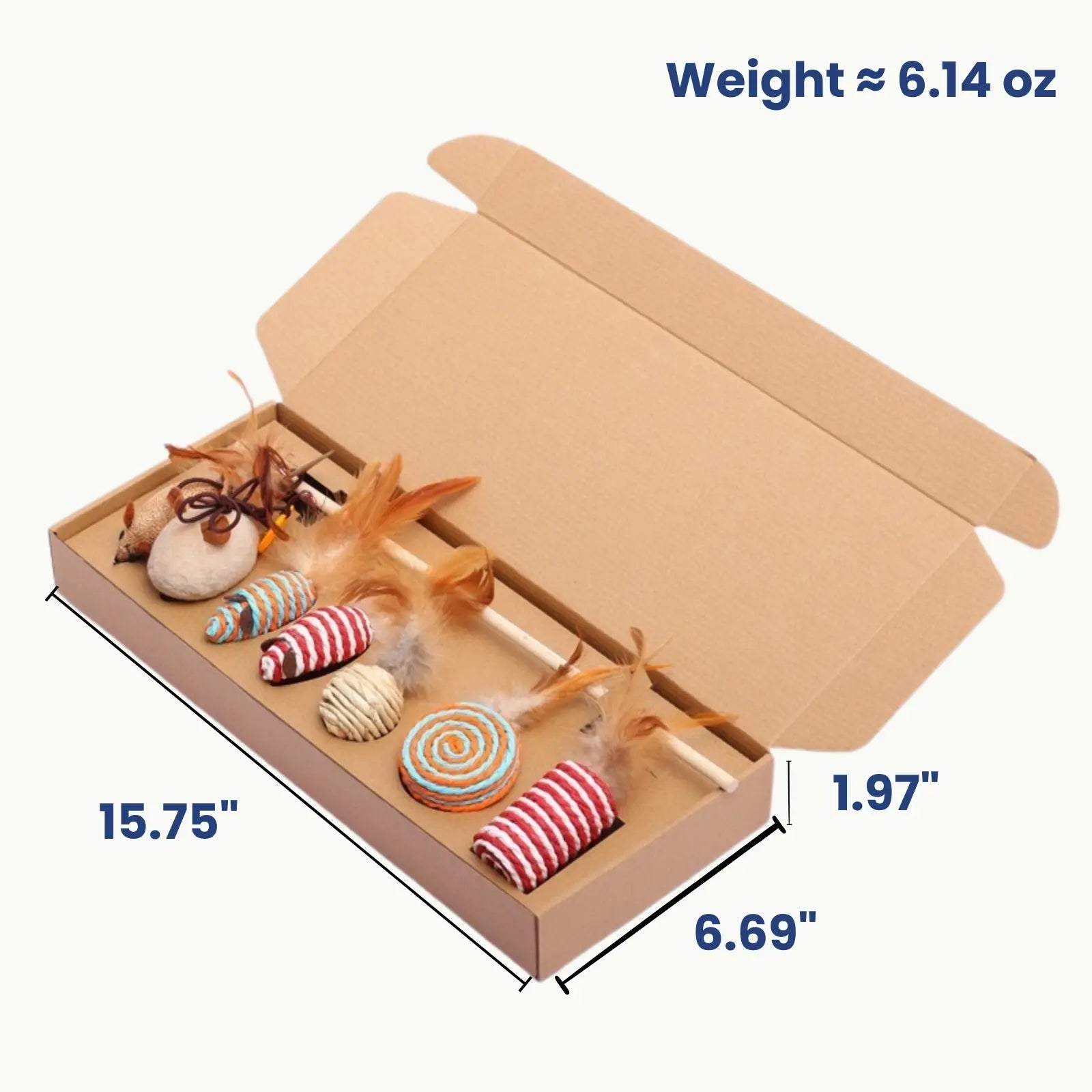 Cat toy set box size and weight details for packaging