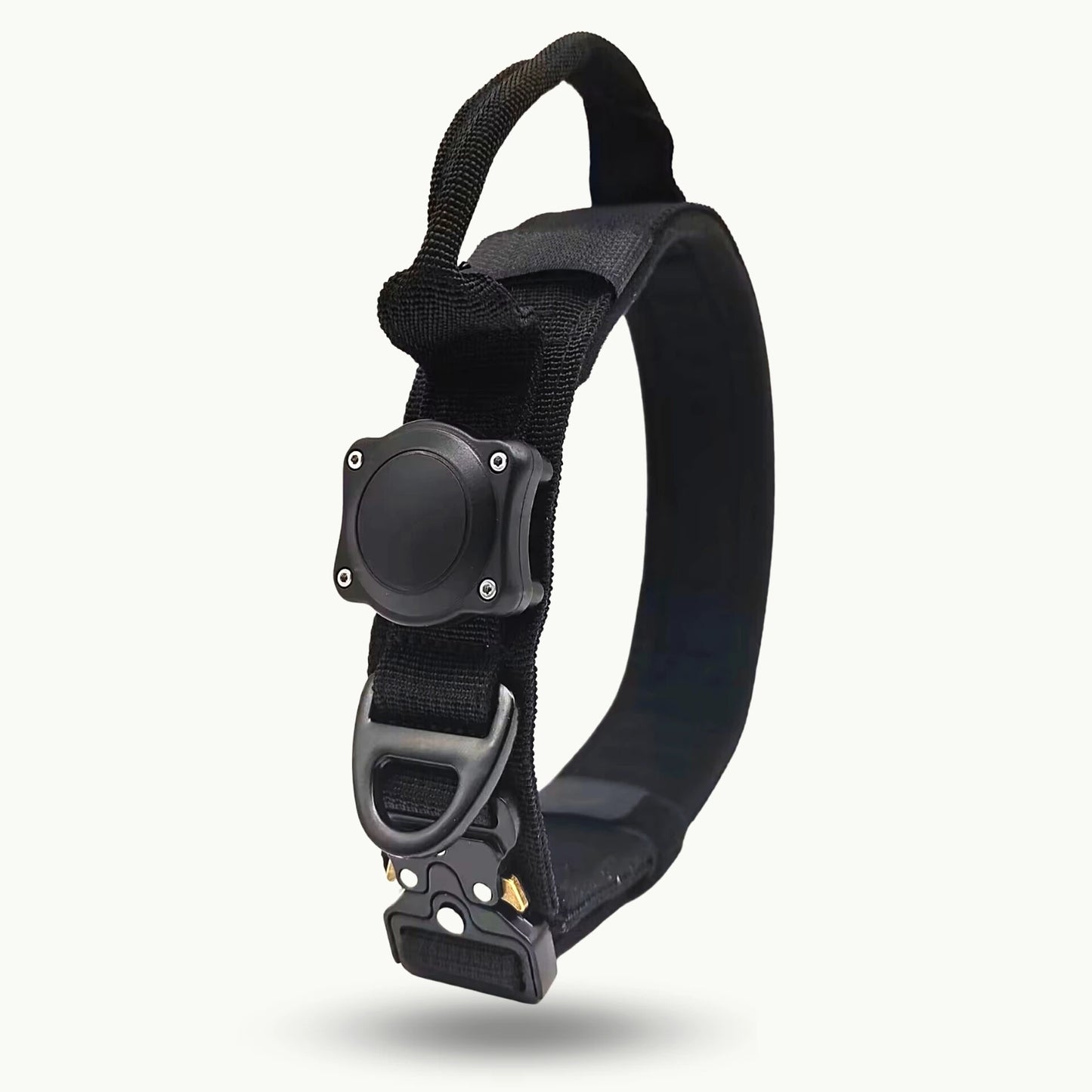 Midnight black TrailGuard GPS-ready tactical dog collar with GPS slot