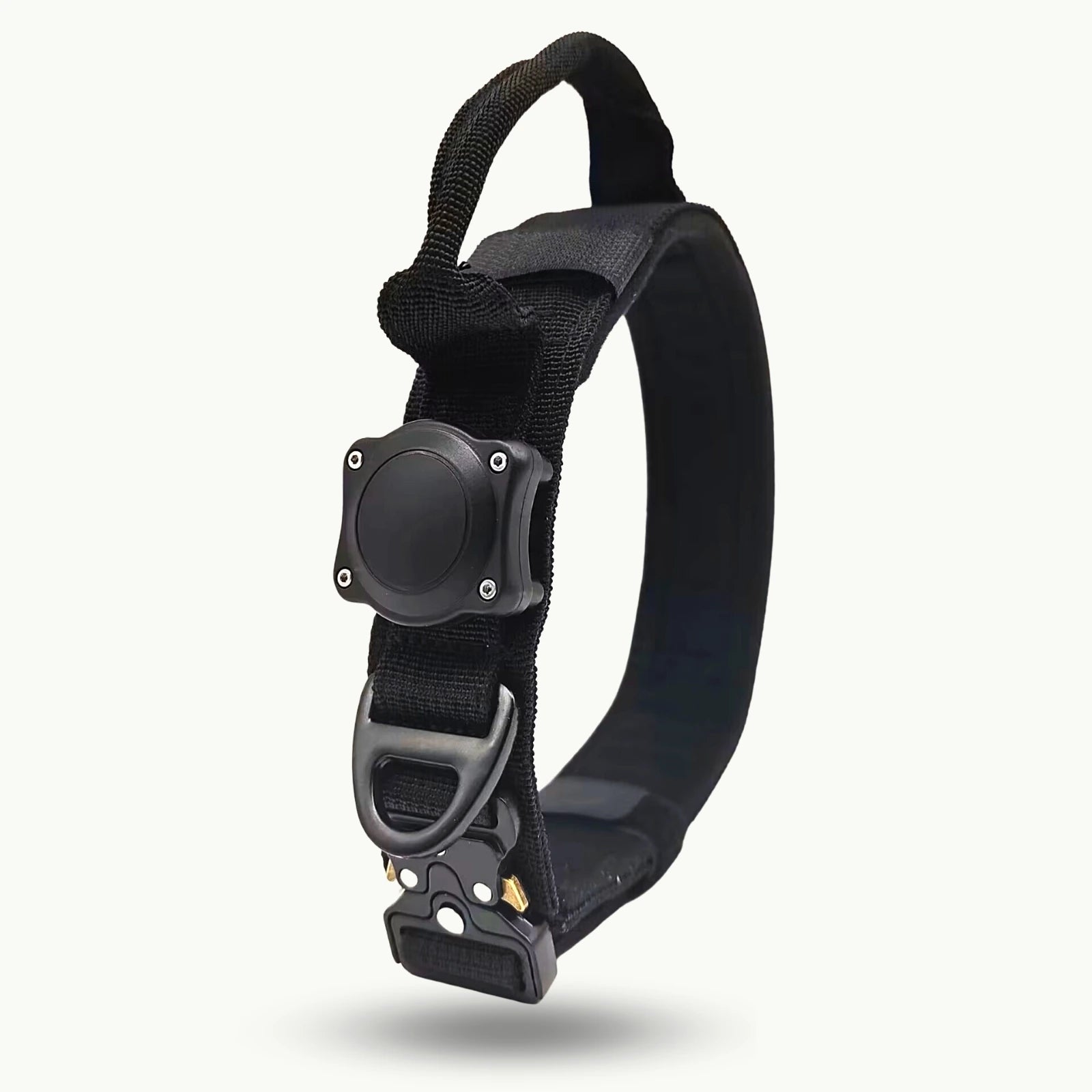 Midnight black TrailGuard GPS-ready tactical dog collar with GPS slot