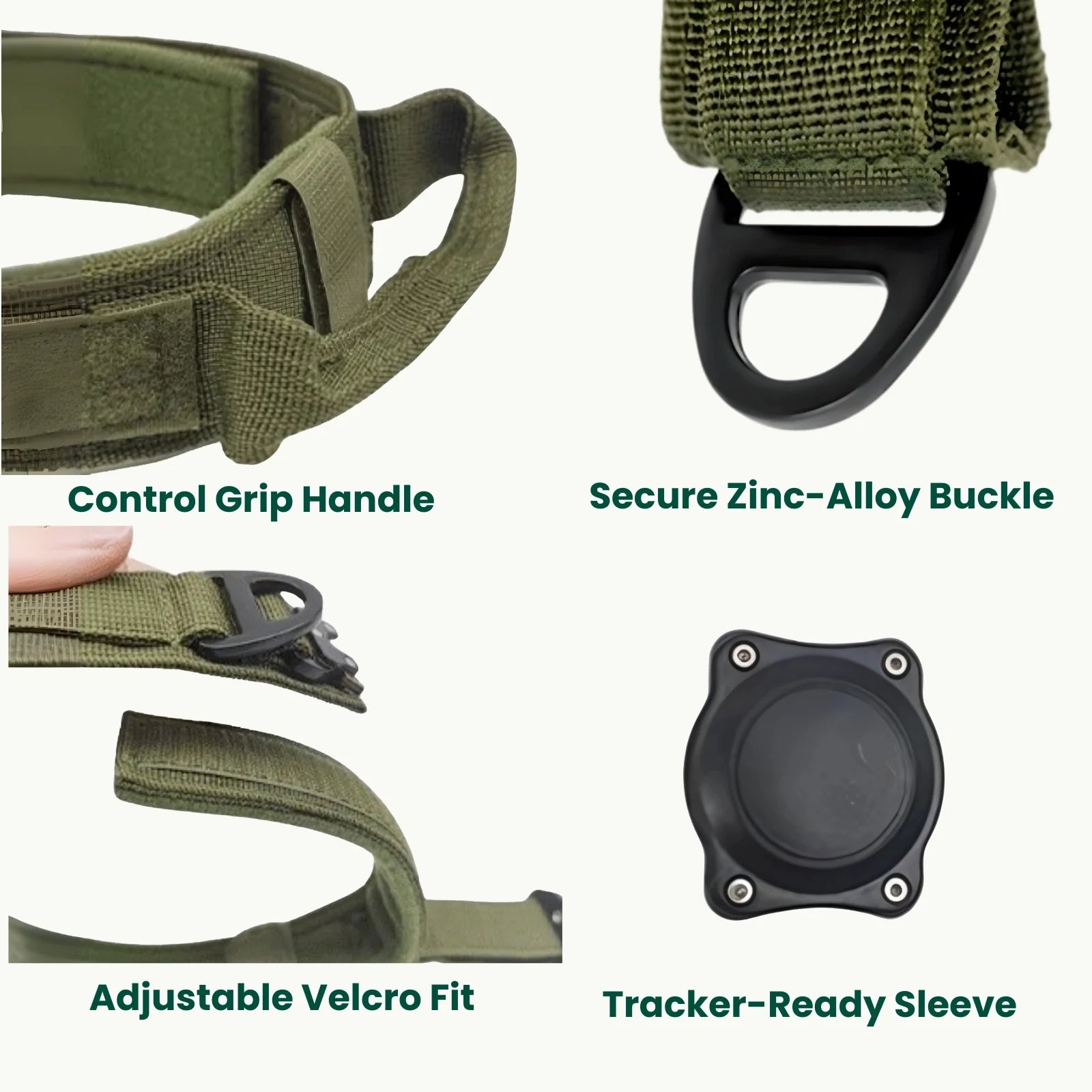 Close-up of zinc alloy buckle on TrailGuard GPS-ready dog collar