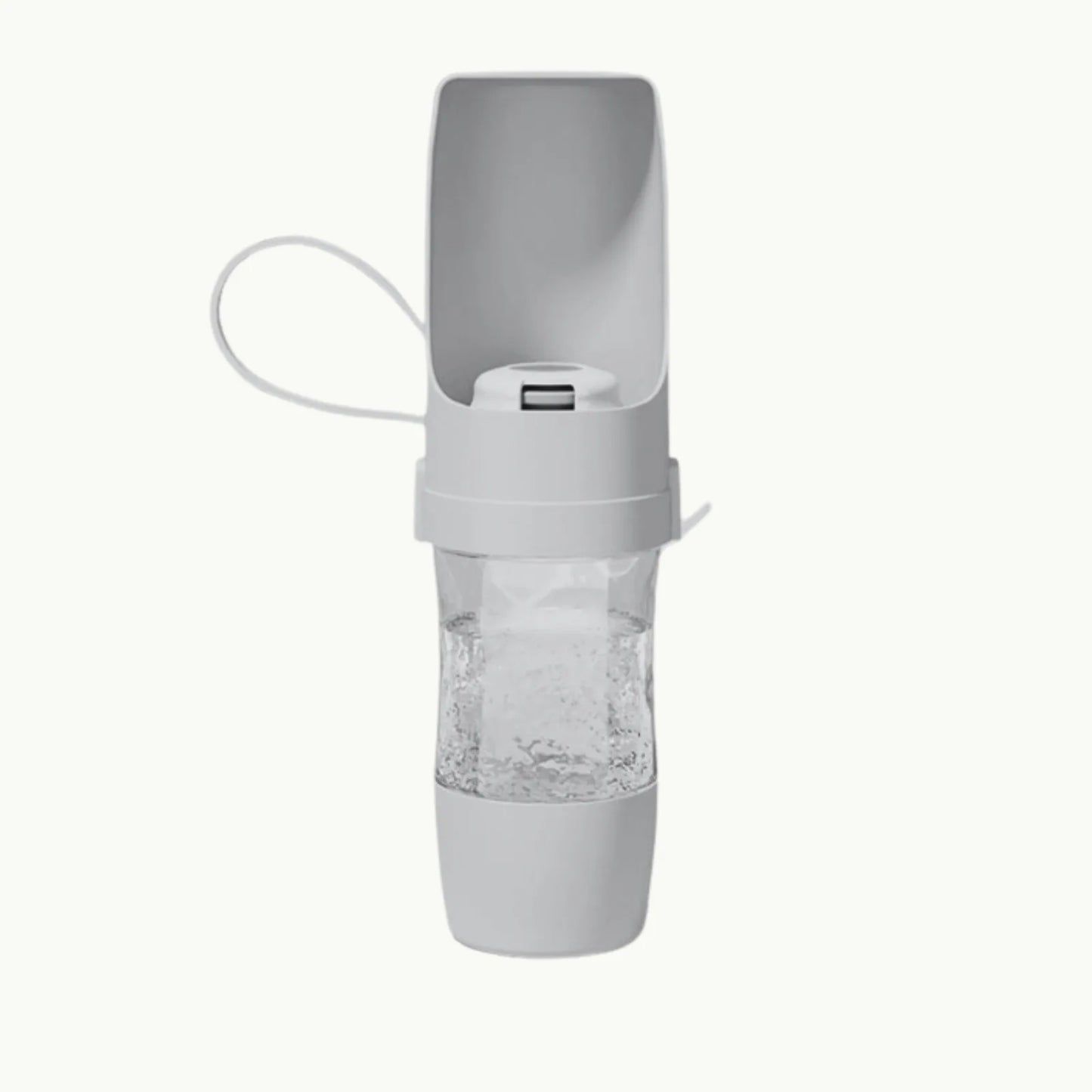 TravelSip grey pet water and food bottle for outdoor dogs and cats