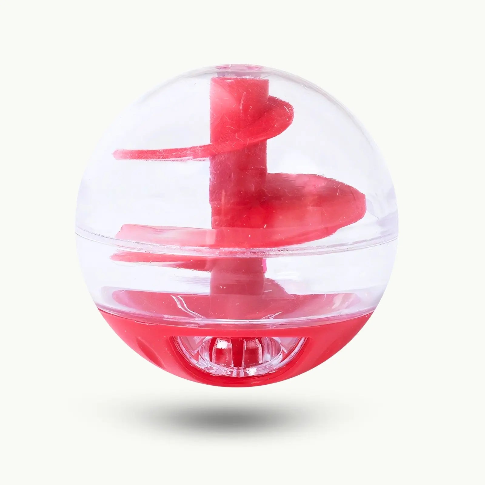 WhiskerMaze treat dispensing cat toy ball in red transparent design